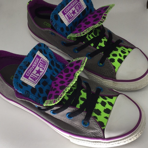 converse double tongue leopard print